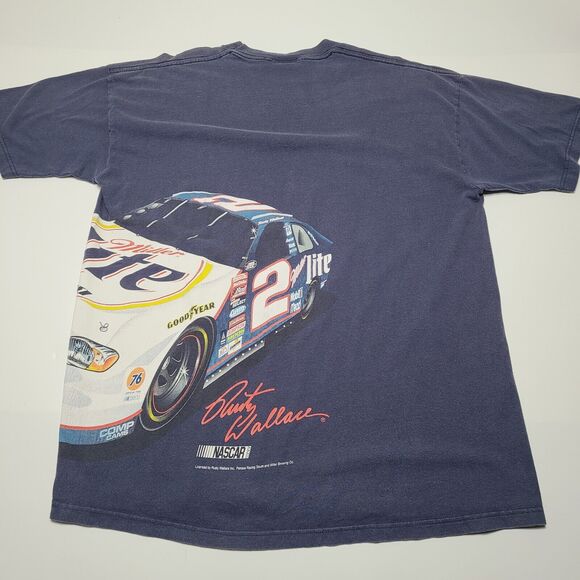 Vtg Rusty Wallace Wraparound Penske Miller Racing NASCAR T-Shirt Size Large 90's - Picture 4 of 7